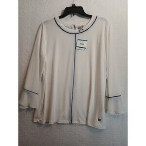 Ann Klein White  Long Sleeve Blouse Size XL
